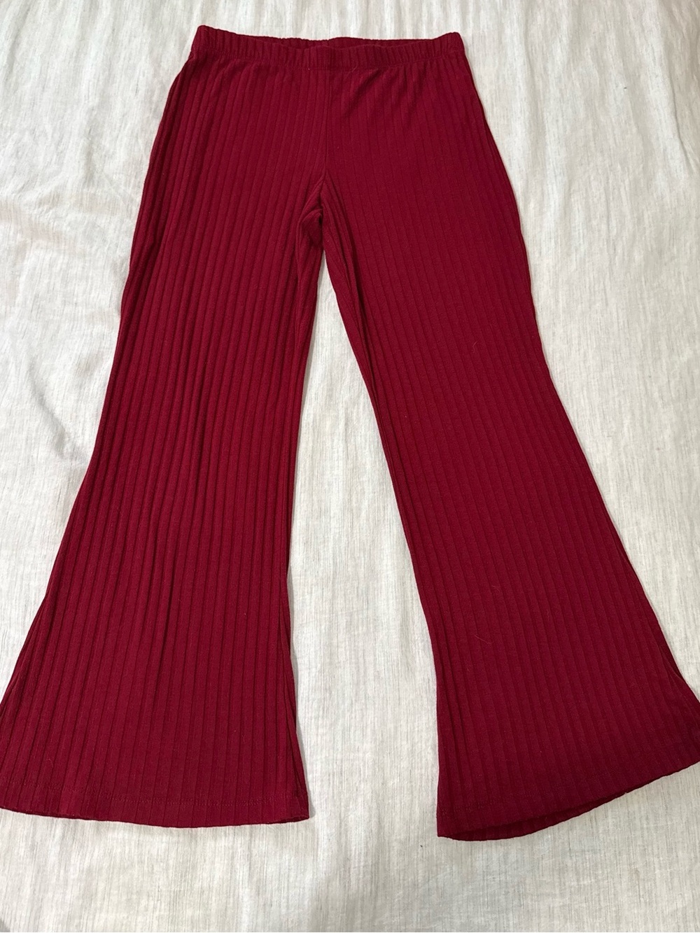 Forever 21 Ribbed Flare Leggings - Burgundy